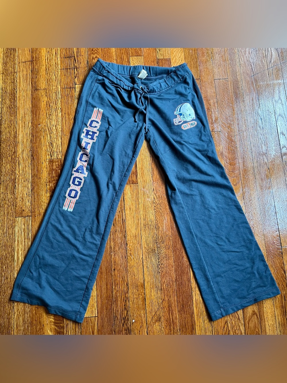 2000s y2k navy blue Chicago bears flare sweats